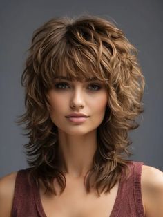 Beauty and Makeup: #beauty, #makeup, #skincare, #haircare 80s Layered Hair With Bangs, Curly Hair Shag Haircut, Edgy Haircuts For Long Hair, Long Wolf Haircut, Long Layered Hair Styles, Shag Layered Haircuts, Soft Curls For Medium Hair, Feathered Shag, Corte Shag