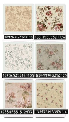 four different types of wallpapers with numbers and flowers on the bottom one side