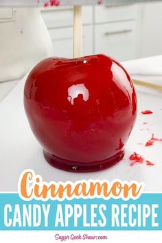 The perfect candy apple has a super thin, shiny red coat with no bubbles and the perfect amount of cinnamon flavor. Not only is making your own candy apples from scratch incredibly easy you won’t believe how good they taste! Read my blog post for all my tips and tricks for perfectly shiny and sparkly homemade candy apples. #candyapples #halloween #halloweentreats #falldesserts How To Make Red Candy Apples, Red Hot Candy Apples Recipe, Cinnamon Candy Apples Recipe, Cinnamon Candied Apples, Easy Candy Apple Recipes 3 Ingredients, Candy Coated Apples, Fall Homemade Candies, Red Caramel Apples, Candied Apples Halloween