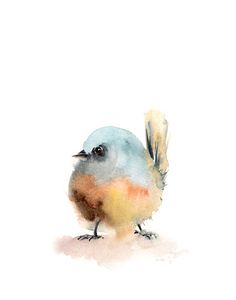 a watercolor painting of a small bird