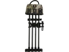 an image of a rack with four bars and two hooks on the front, one is holding