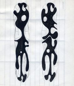 two black and white abstract designs on paper