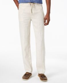 Tasso Elba Men's Linen Drawstring Pants, Created for Macy's - Tan/Beige M Linen Pants Men, Mens Wedding Attire, Mens Linen Pants, Linen Drawstring Pants, Mens Linen, Plus Size Activewear, Take It Easy, Pants Men, Elba