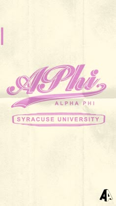 an advertisement with the word phi on it in pink and white letters, against a beige background