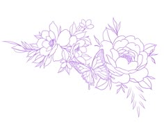 a line drawing of flowers on a white background