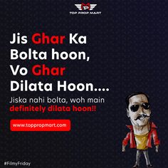 an advertisement for the upcoming film, titled'jis ghar ka bota hoon vo ghar dilata honi '