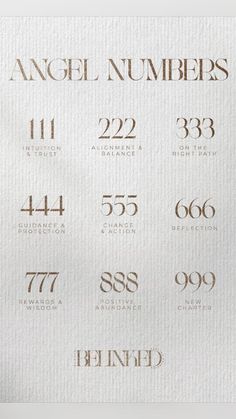 the numbers are written in gold on white paper