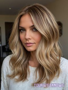 Refreshing your look with a luminous balayage on medium-length blonde hair not only adds dimension but also invigorates your overall style with strokes of lighter hues that seem to naturally cascade down each strand. This technique is wonderfully suited for those looking to enhance their look without a radical change, providing a beautiful, sun-kissed finish that looks effortlessly chic. As we blend these natural-looking highlights, your hair will appear fuller and more vibrant, reflecting your dynamic personality. Fall Hair Length, Blond To Light Brown Hair, Fall Balyage Blonde, Fall Blonde Partial Highlight, Natural Golden Highlights, Medium Length Hair With Layers Highlight, Natural Blonde Highlights And Lowlights, Sun Highlights Blonde, Medium Length Fall Hair Color Blondes