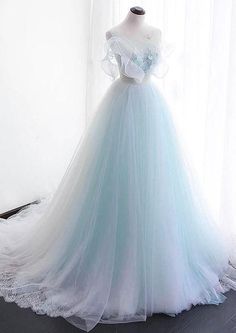 Light Blue Prom Dresses, Light Blue Prom, Blue Prom Dresses, Pretty Floral Dress, Light Blue Prom Dress, Wedding Dress With Lace, Prom Dresses Formal, Fantasy Dresses, Pretty Prom Dresses