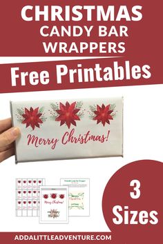 christmas candy bar wrappers with free printables for 3 sizes and three sides