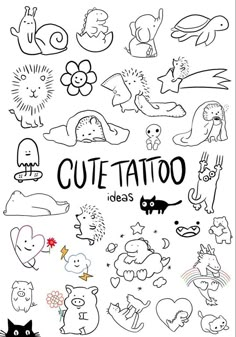 an image of cute tattoo designs on a white background with the words cute tattoos written in black