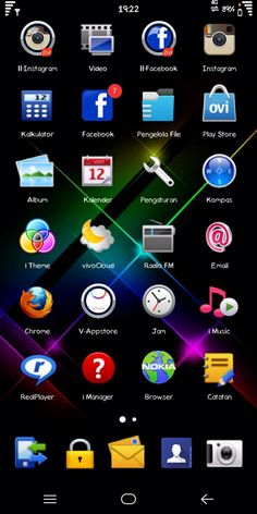 an image of the home screen of a cell phone with various icons on it's display