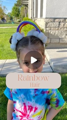 Wacky Kids Hair Ideas, Crazy Hair Day Rainbow And Clouds, Rainbow Hair Crazy Hair Day, Rainbow Crazy Hair Day, Crazy Hairdos For Kids, Unicorn Crazy Hair Day, Crazy Hair Day For Girls Easy, Rainbow Fairy