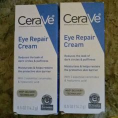 Cerave Eye Repair Cream Buy 1 Get 1 Free Cerave Eye Repair Cream Was Developed With Dermatologists To Provide A Renewing System For Your Eyes That Helps Reduce The Look Of Dark Circles And Puffiness To Repair And Restore Your Protective Skin Barrier. Containing Ceramides And Hyaluronic Acid, It Is As Gentle As It Is Effective, Giving You Refreshed And Renewed Eyes With A Hypoallergenic, Fragrance-Free Formula That Works While You Sleep. Features & Benefits: Non-Greasy Fast-Absorbing Formula Mve Cerave Eye Repair Cream, Eye Repair Cream, Cerave Skincare, Retinol Eye Cream, Eye Creme, Reduce Dark Circles, Advanced Night Repair, Eye Lift, Repair Cream