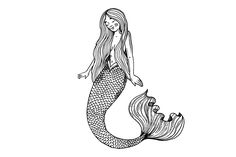 a drawing of a mermaid with long hair