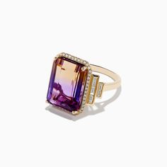 14K Yellow Gold Ametrine and Diamond Ring Ametrine Jewelry, Gold Yellow, Tourmaline, Diamond Ring, Yellow Gold, Ring, Yellow, Gold