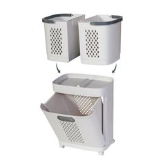 Laundry Basket Cart Removable Storage Buckets Plastic Hamper with 4 Wheels White - Walmart.com Laundry Sorter, Hamper Basket, Storage Buckets, Garment Racks, Laundry Hamper, Buckets, Laundry Basket, Laundry Room, White