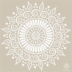 a white circular design on a beige background