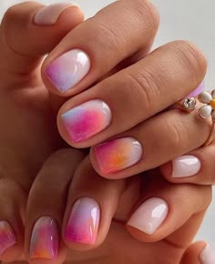 29 Summer Nails 2024: Unveil This Season's Hottest Trends! Pastel Nail Art, Water Color Nails, Milky Nails, Short Gel Nails, Cute Spring Nails, Cute Summer Nails, Chic Nails