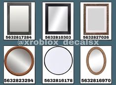 various types of mirrors are shown in different sizes