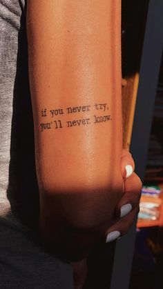 a woman's arm with the words if you never fly, you'll never know