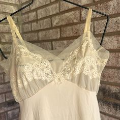 This Is Part Of A Huge Private Lingerie Collection. It’s Been In Storage For Many Years. It Is Smoke And Pet Free. This Is A Vintage 1950s Size 36 Under Arm 38 W 30 Hips 40 Front Shoulder To Hem 40.5 Diameter Of Hemline :52 The Only Damage I See Is Tearing On The Chiffon, Near The Back Right Strap, As Shown . Cream Lace, Lingerie Collection, Womens Vans, Vintage 1950s, Women's Intimates, Chiffon, Slip On, Lingerie, Pet