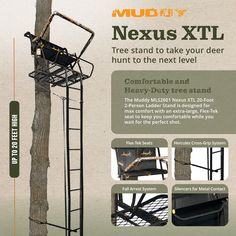 an advertisement for the next xtl tree stand