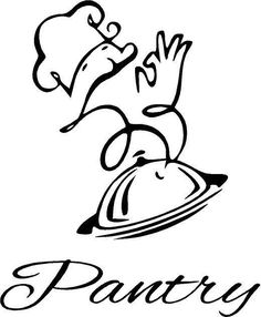 the logo for pantry, with an image of a chef on top of a plate