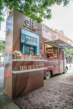 elf cosmetics pop up shop Influencer Movie, Product Display Wall, Food Truck Interior, Halo Glow Liquid Filter, Revolution Beauty, Bus Wrap, Halo Glow, Frozen Yogurt Shop