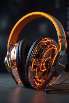 the headphones have glowing lights on them