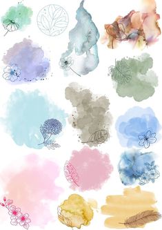 watercolor brushes are used to create an artistic background