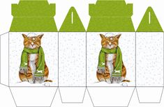 an image of a cat in a scarf and scarf on its back with the box cut out