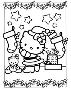 a hello kitty christmas card with presents