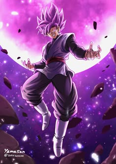 the dragon ball character is flying through space