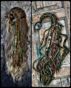 Long Hair Accessories Ideas, Pagan Hairstyles, Colored Dreadlocks, Hippy Hair, Viking Dreads, Bardic Inspiration, Crystal Hair Jewelry, Viking Clothes, Boho Fashion Spring