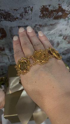 Matching bracelet to Mexican peso necklace. Bracelets Mexican, Mexican Peso, Wedding Bracelets, Coin Bracelet, Mexican Jewelry, Wedding Jewelry Bracelets, Matching Bracelet, Matching Bracelets, Necklace And Earrings