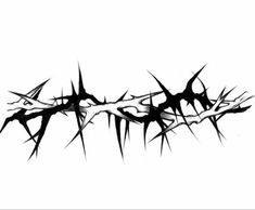 a black and white photo of a barbed wire on a white background with the word,