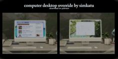 two computer screens showing different views of the same screen, one with a keyboard and mouse