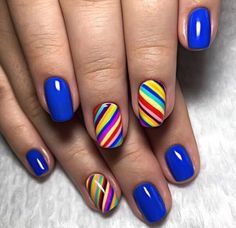 Summer Nails Coffin, Beach Nail Designs, Unghie Sfumate, Unghie Nail Art, Gel Polish Nail Art, Colorful Nail, Trendy Nail Art Designs, Striped Nails, Trendy Nail Art