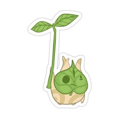 an animal sticker with a plant growing out of it