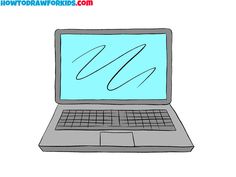 an open laptop computer sitting on top of a white table with the words how to draw hands