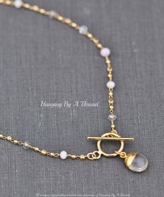 Rosary Chain Necklace, Toggle Clasp Necklace, Gold Rosary, Autumn Necklace, Necklace Layering, Clasp Necklace, Crystal Charm, Crystal Quartz, Pink Opal