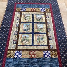 a quilted table runner on the floor