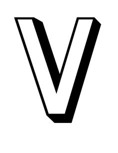 the letter v is made up of black and white letters, which appear to be capitalized