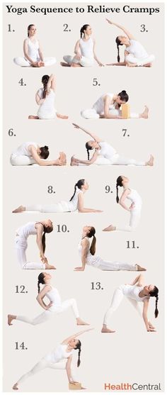 a woman doing yoga poses with the instructions for her body and arms in different positions