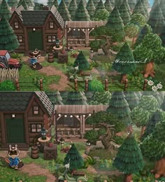 Acnh Forestcore House Exterior, Acnh Forest House, Acnh Cabin House Exterior, Acnh Woodsy Theme, Acnh Cabin, Acnh Mountaincore, Acnh Camping Site, Acnh Mountain, Animal Crossing Forest