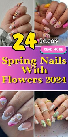 Chic Nail Art, Spring Acrylic Nails, Blue Acrylic Nails, Daisy Nails, Spring Awakening, Floral Pattern Design, Pink Acrylic Nails, Spring Nail