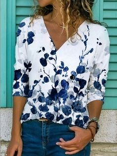 Long Sleeve Casual Floral Tops Autumn T Shirts, Short Sleeve Shirt Women, Sleeves Clothing, Womens Tops Summer, Casual Tops For Women, Floral Shirt, Long Sleeve Casual, Colorful Fashion, V Neck Tops