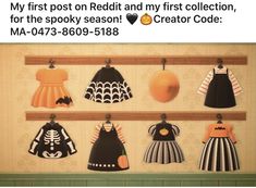 there are many halloween costumes hanging on the wall