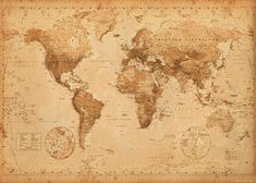 an old world map is shown in sepia